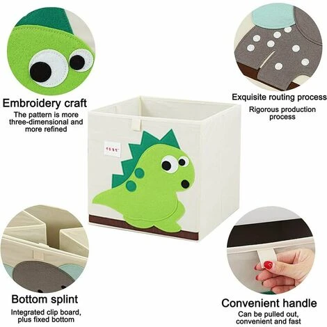 Child Foldable Storage Box, Animal Toys Storage Box, Large Capacity Storage Box, Foldable Fabric Flash Toys Box (Green Dragon) 4 Child Foldable Storage Box, Animal Toys Storage Box, Large Capacity Storage Box, Foldable Fabric Flash Toys Box (Green Dragon) - Image 2