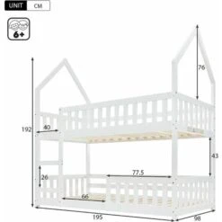 HOOSENG Bunk Bed Twin Single Sleeper Bed, 3FT Solid Wood Bed Frame Single Bed Gaming Bed With Ladder And Guard Rail, Castle-shaped Bed Children's Bedroom Furniture For Kids Children (White) -Children Furniture Store 86248515 5