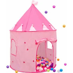 Pink Princess Tent For Girls - 300 Ball Pit Balls 100x100x135 Baby Girl Ball Pit