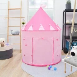 Pink Princess Tent For Girls - 300 Ball Pit Balls 100x100x135 Baby Girl Ball Pit -Children Furniture Store 86641163 4