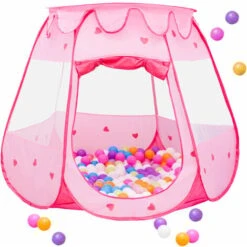 Pink Princess Tent For Girls - 300 Ball Pit Balls 120x120x90 Baby Girl Ball Pit