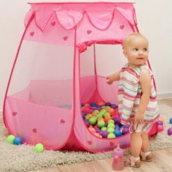 Pink Princess Tent For Girls - 300 Ball Pit Balls 120x120x90 Baby Girl Ball Pit -Children Furniture Store 86641337 3