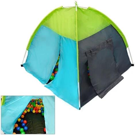 LittleTom Play Tent 100x100x90cm With Pop-up Tunnel Ball Pit Toy For Kids Blue 4 LittleTom Play Tent 100x100x90cm With Pop-up Tunnel Ball Pit Toy For Kids Blue - Image 2