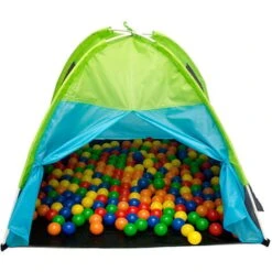 LittleTom Play Tent 100x100x90cm With Pop-up Tunnel Ball Pit Toy For Kids Blue 9 LittleTom Play Tent 100x100x90cm With Pop-up Tunnel Ball Pit Toy For Kids Blue -Children Furniture Store 86660260 3