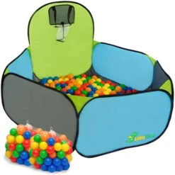 LittleTom Pop-up Ball Pit Tent To Play Basketball 120x100cm Incl 200 Balls