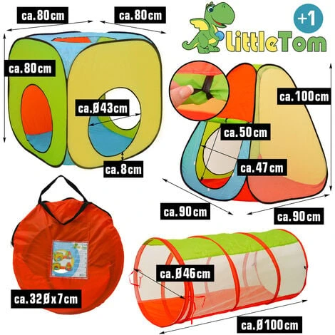 LittleTom Play Tent Set With Tunnel 260x90x100cm Pop-up Ball Pit Incl 200 Balls 3 LittleTom Play Tent Set With Tunnel 260x90x100cm Pop-up Ball Pit Incl 200 Balls - Image 2