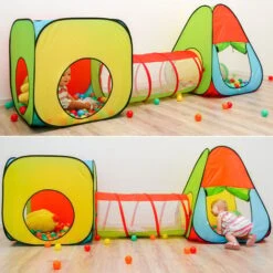 LittleTom Play Tent Set With Tunnel 260x90x100cm Pop-up Ball Pit Incl 200 Balls 8 LittleTom Play Tent Set With Tunnel 260x90x100cm Pop-up Ball Pit Incl 200 Balls -Children Furniture Store 86660304 3
