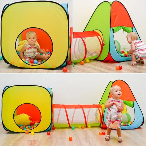 LittleTom Play Tent Set With Tunnel 260x90x100cm Pop-up Ball Pit Incl 200 Balls 5 LittleTom Play Tent Set With Tunnel 260x90x100cm Pop-up Ball Pit Incl 200 Balls - Image 4