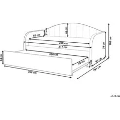 Trundle Bed Velvet Upholstery Slatted Base EU Single Light Blue Eyburie -Children Furniture Store 87128429 3