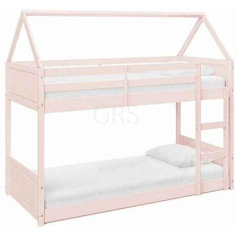 Miller Pink Wooden House Bunk Bed 3 Miller Pink Wooden House Bunk Bed