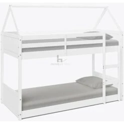 Miller White Wooden House Bunk Bed