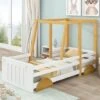 Children Car Bed Frame Children's Bed With Wheels Jeep Bed Pine Frame, White + Natural, 90x190cm -Children Furniture Store 88701341 1