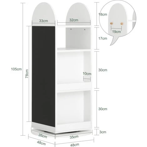 SoBuy 360-degree Rotating Children Kids Bookshelf Bookcase,KMB64-W 6 SoBuy 360-degree Rotating Children Kids Bookshelf Bookcase,KMB64-W - Image 4