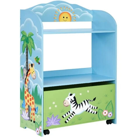 Sunny Safari Toy Organizer With Rolling Storage Box - L62 X W29 X H90 Cm - Blue/Multi Color 3 Sunny Safari Toy Organizer With Rolling Storage Box - L62 X W29 X H90 Cm - Blue/Multi Color