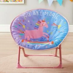 Childrens Kids Bedroom Foldable Unicorn Moon Chair Seat 50 X 50 X 47cm