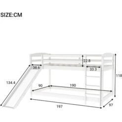 Single Bunk Bed With Convertible Slide And Ladder,White 11 Single Bunk Bed With Convertible Slide And Ladder,White -Children Furniture Store 90520461 5