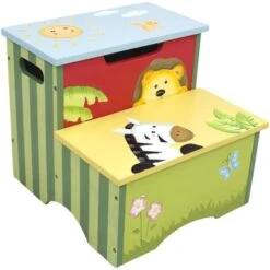 Toy Furniture Sunny Safari Step Stool - L36 X W36 X H32 Cm - Blue/Multi Color