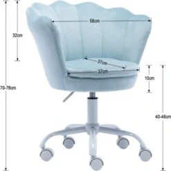 Velvet Kids Desk Chair Swivel Computer Chair For Children Girls Study Office, Height Adjustable, Blue -Children Furniture Store 91014441 4