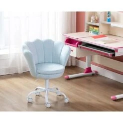 Velvet Kids Desk Chair Swivel Computer Chair For Children Girls Study Office, Height Adjustable, Blue -Children Furniture Store 91014441 5