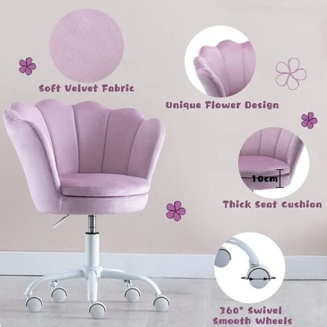 Velvet Kids Desk Chair Swivel Computer Chair For Children Girls Study Office, Height Adjustable, Purple 7 Velvet Kids Desk Chair Swivel Computer Chair For Children Girls Study Office, Height Adjustable, Purple - Image 5