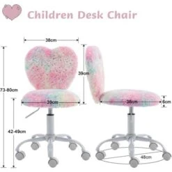 Childrens Desk Chair Swivel Computer Chair In Faux Fur For Kids Study Office, Adjustable Height, Colorful -Children Furniture Store 91014510 3