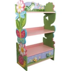 Toy Furniture Magic Garden Bookshelf - L56 X W29 X H97 Cm - Pink/Green