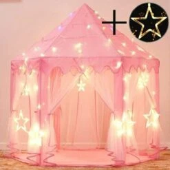 Kids Play Tent, Princess Castle Play Tent, Kids Indoor Playhouse, Big Girl Playhouse With LED Color String Lights