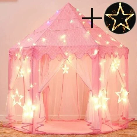 Kids Play Tent, Princess Castle Play Tent, Kids Indoor Playhouse, Big Girl Playhouse With LED Color String Lights 3 Kids Play Tent, Princess Castle Play Tent, Kids Indoor Playhouse, Big Girl Playhouse With LED Color String Lights