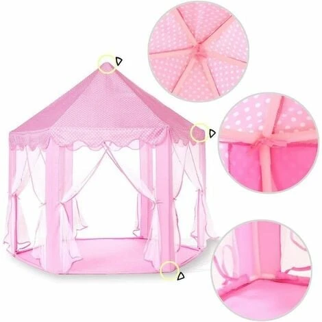 Kids Play Tent, Princess Castle Play Tent, Kids Indoor Playhouse, Big Girl Playhouse With LED Color String Lights 5 Kids Play Tent, Princess Castle Play Tent, Kids Indoor Playhouse, Big Girl Playhouse With LED Color String Lights - Image 3