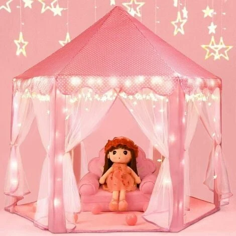 Kids Play Tent, Princess Castle Play Tent, Kids Indoor Playhouse, Big Girl Playhouse With LED Color String Lights 7 Kids Play Tent, Princess Castle Play Tent, Kids Indoor Playhouse, Big Girl Playhouse With LED Color String Lights - Image 5