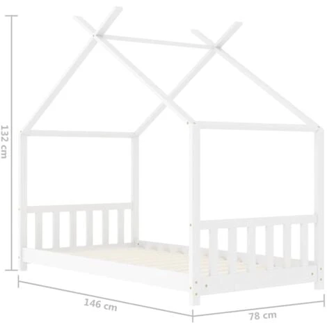 Kids Bed Frame White Solid Pine Wood 70x140 Cm VidaXL 5 Kids Bed Frame White Solid Pine Wood 70x140 Cm VidaXL - Image 3