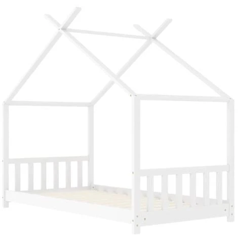 Kids Bed Frame White Solid Pine Wood 70x140 Cm VidaXL 6 Kids Bed Frame White Solid Pine Wood 70x140 Cm VidaXL - Image 4