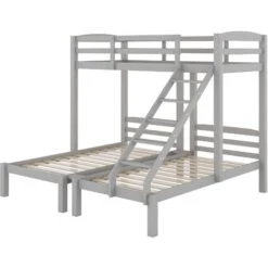 Bunk Bed Triple Sleeper With Side Ladder For Children And Teens, 90x190cm,90x200cm, Grey 10 Bunk Bed Triple Sleeper With Side Ladder For Children And Teens, 90x190cm,90x200cm, Grey -Children Furniture Store 91310519 4