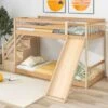 Bunk Bed With Slide, Stairs And Storage, 3ft Children Bed 2 Drawers In The Steps, Solid Pine Wood Frame, Natural -Children Furniture Store 91310520 1