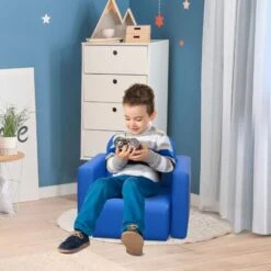 HOMCOM Kids Mini Sofa 2 In 1 Table Chair Set Armchair Seat For 3 Years Old Blue -Children Furniture Store 9380655 3