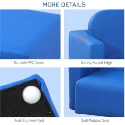 HOMCOM Kids Mini Sofa 2 In 1 Table Chair Set Armchair Seat For 3 Years Old Blue -Children Furniture Store 9380655 5