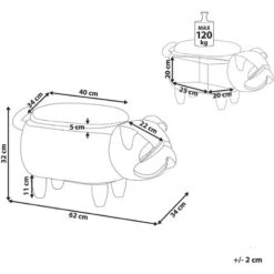 Modern Velvet Stool Solid Wood Legs Animal Footrest With Storage Grey Pug -Children Furniture Store 93990069 3