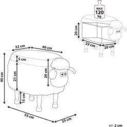 Kids Animal Stool Faux Fur Pouffe With Storage Wooden Legs Playroom White Sheep 9 Kids Animal Stool Faux Fur Pouffe With Storage Wooden Legs Playroom White Sheep -Children Furniture Store 93990073 3
