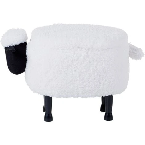 Kids Animal Stool Faux Fur Pouffe With Storage Wooden Legs Playroom White Sheep 7 Kids Animal Stool Faux Fur Pouffe With Storage Wooden Legs Playroom White Sheep - Image 5