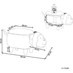 Modern Faux Leather Stool Distressed Solid Wood Animal Brown Monkey -Children Furniture Store 93990087 3