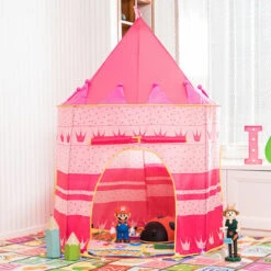 Pink Kids Tent Castle Tent For Kids Pop Up Portable Play Tent With Carry Bag Girls Boys Indoor Outdoor