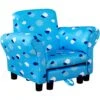 HOMCOM Cute Cloud Star Child Armchair Seat Wood Frame W/ Footrest Padding Blue -Children Furniture Store 95428491 1