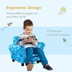 HOMCOM Cute Cloud Star Child Armchair Seat Wood Frame W/ Footrest Padding Blue 10 HOMCOM Cute Cloud Star Child Armchair Seat Wood Frame W/ Footrest Padding Blue -Children Furniture Store 95428491 4