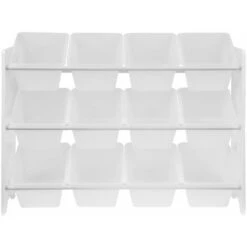 Storage Combination With 12 Boxes For Kids Toy, 84x29.5x60cm - Tobias - White 10 Storage Combination With 12 Boxes For Kids Toy, 84x29.5x60cm - Tobias - White -Children Furniture Store 95446192 4