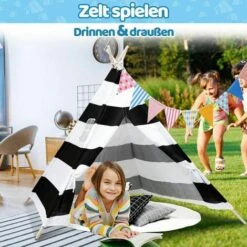 Tipi Tent Children's Tent Pennant Chain Garden Tent Indian Tent Play Tent Children's Tent 120x120CM -Children Furniture Store 95579757 4