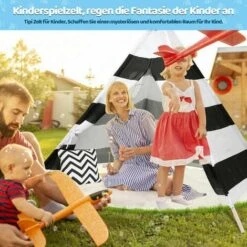 Tipi Tent Children's Tent Pennant Chain Garden Tent Indian Tent Play Tent Children's Tent 120x120CM -Children Furniture Store 95579757 5