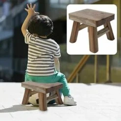 Multifunction Stool And Bathroom Seat VarnishWooden Step Stool With 4 Legs For Baby And Child Hallway -Children Furniture Store 95650238 5