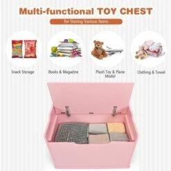 2-in-1 Modern Flip-top Storage Chest Wooden Storage Organizer Bench Toy Box Unit 10 2-in-1 Modern Flip-top Storage Chest Wooden Storage Organizer Bench Toy Box Unit -Children Furniture Store 95946257 4