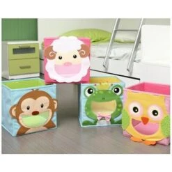 Cartoon Toy Storage Non-woven Fabric Storage Box Clothes Toys Storage Box Animal Design Collapsible Storage Box 27 27 27 Cm Pink Bird 1 Piece -Children Furniture Store 95949869 5