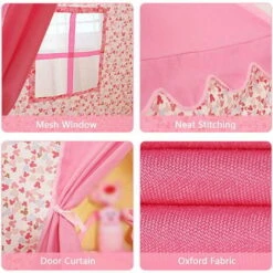 Children's Play Tent Princess Castle Oxford Cloth Play Tent Large Fairy House With Carry Bag For Boys And Girls Indoor Outdoor (Pink A) -Children Furniture Store 96001287 3